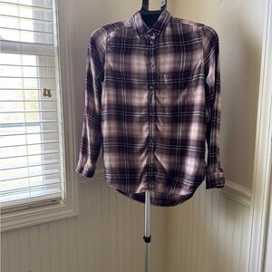American Eagle Outfitters Purple Plaid Button-Down Shirt